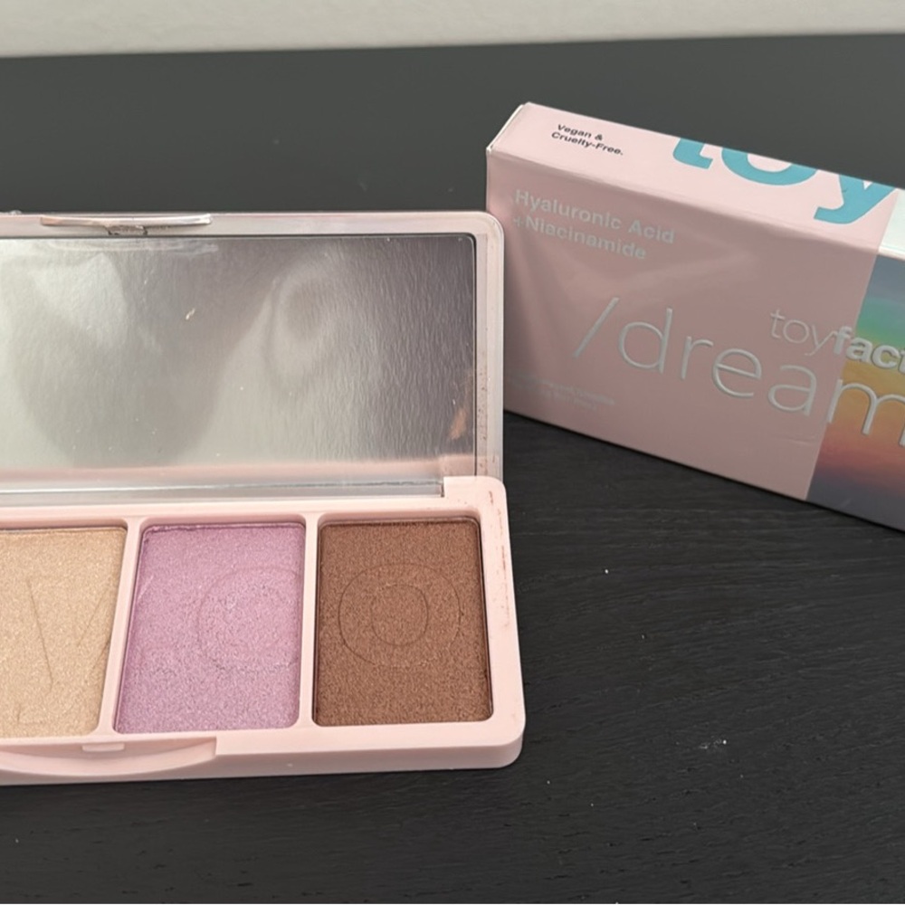 Cream and Pink Eyeshadow Palette Shimmer Finish